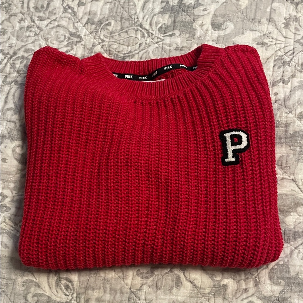 PINK Victoria's Secret Bold Red Crewneck Sweater